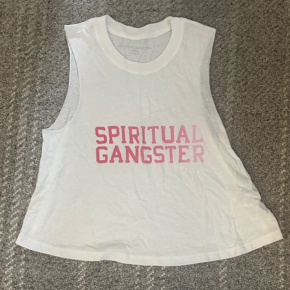 Spiritual Gangster Cream and Pink Sleeveless Top